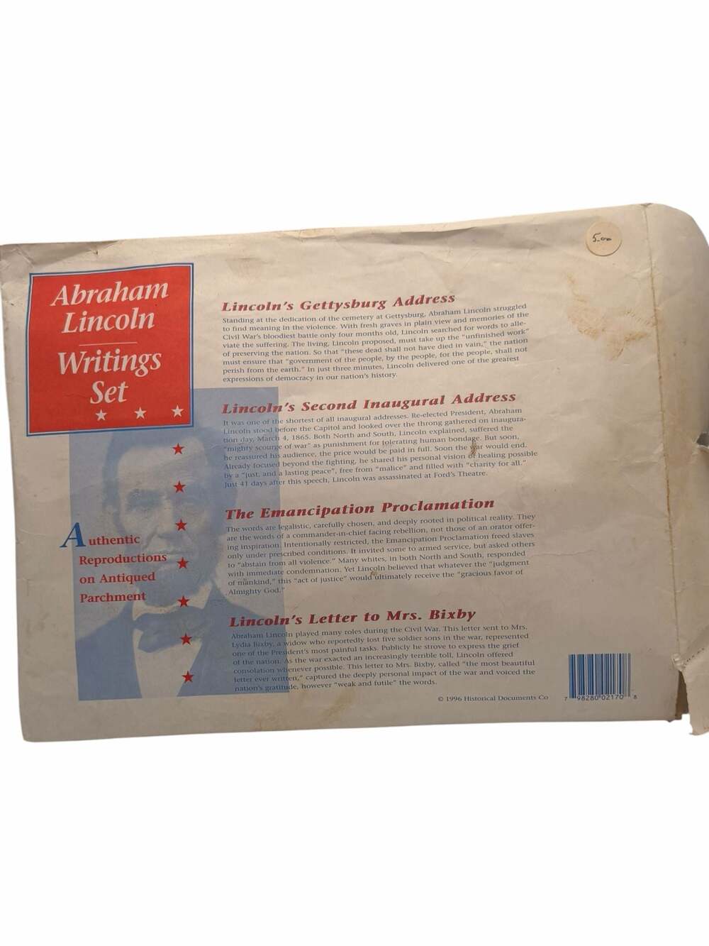 Civil War Reproduction Set: Lincoln Writings & Union/Confederate Currency